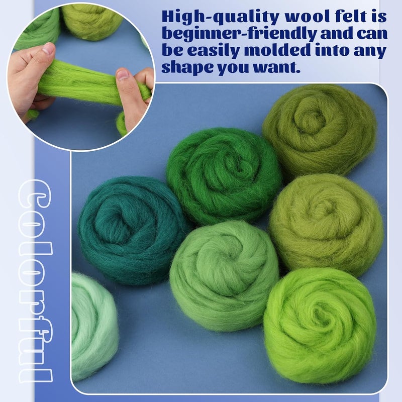 Mayboos 10 Colors Needle Felting Wool, Fiber Wool Yarn Roving, Spinning Wool Roving for Needle Felting, DIY Hand Spinning 10g/Color (Cool Colors) - Image 4